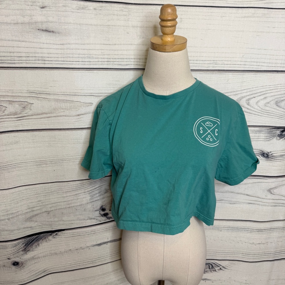 SoundCloud Teal Cotton Crop Top, turtle print